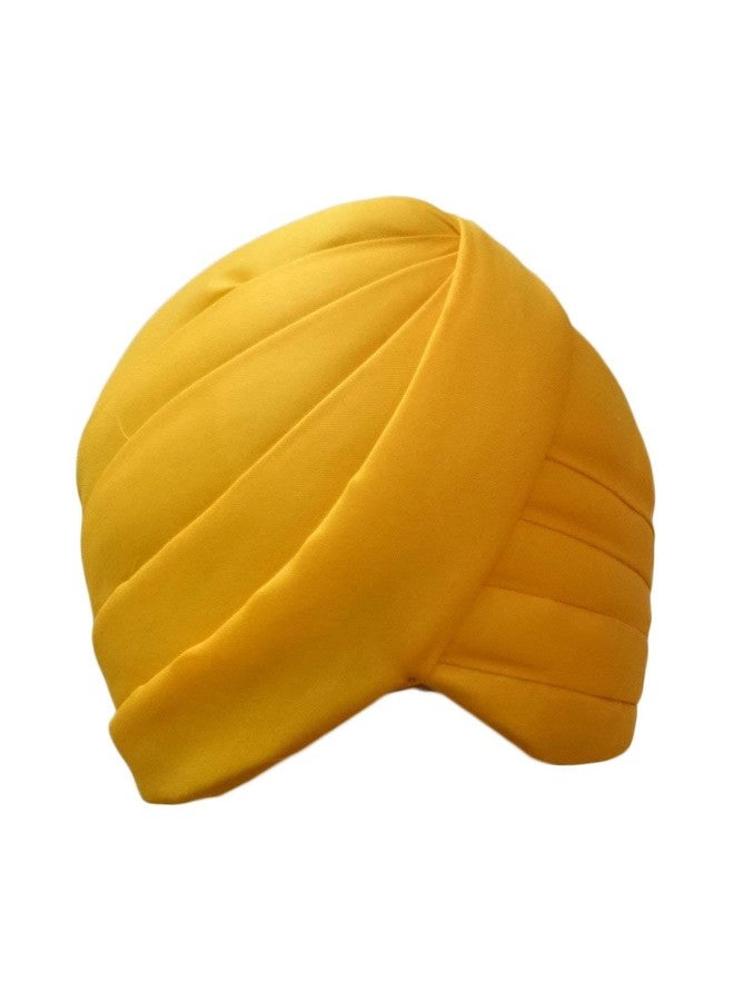 BookMyCostume Cotton Yellow Punjabi Pagdi Sardar Ji Indian Traditional Turban Costume Accessory for Boys and Men 8-14 Years - Image 1